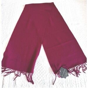 Italian Woollen Treasures 12"x71" Preppy Burgundy 100% Wool Scarf Made in Italy